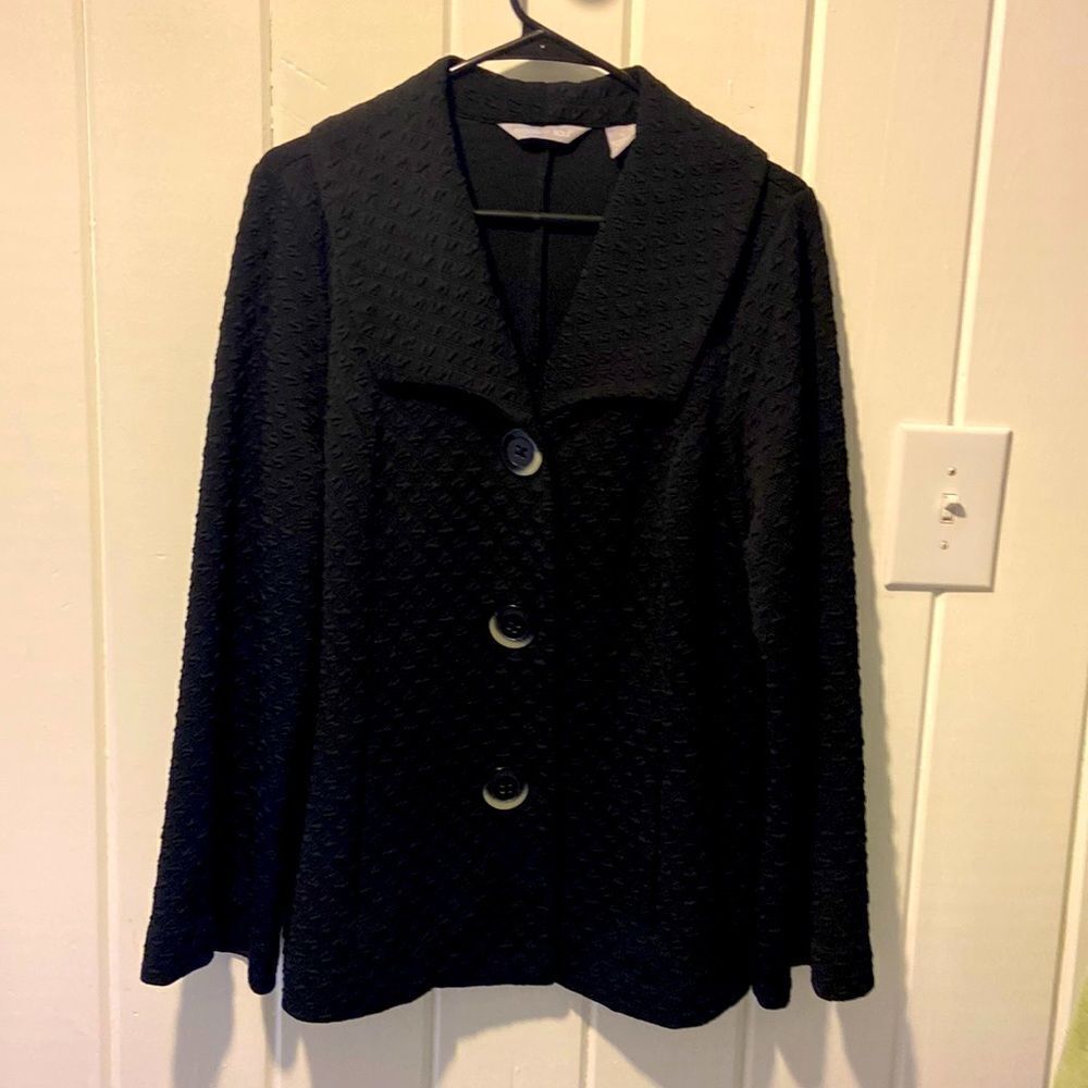 Black Polyester Jacket with huge buttons